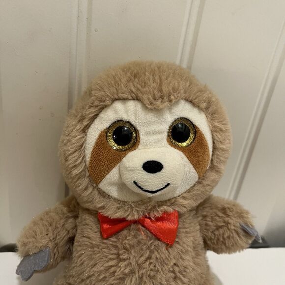 Way to Celebrate Brown 9" Sloth Valentines Plush Stuffed Animal Glitter Eyes - Picture 2 of 6